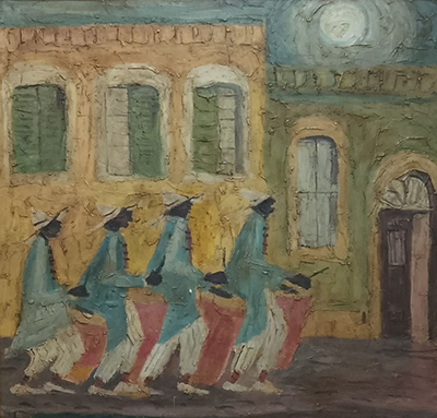 Rub&eacute;n Dar&iacute;o Galloza. Sin t&iacute;tulo. &Oacute;leo sobre hardboard,  0.80 x 080 cm. 1970. Acervo Museo Nacional de Artes Visuales