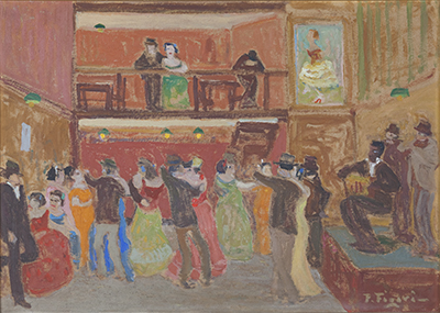 Pedro Figari. Cabaret. Sin fecha. &Oacute;leo sobre cart&oacute;n. 48,5 x 68,5 cm
